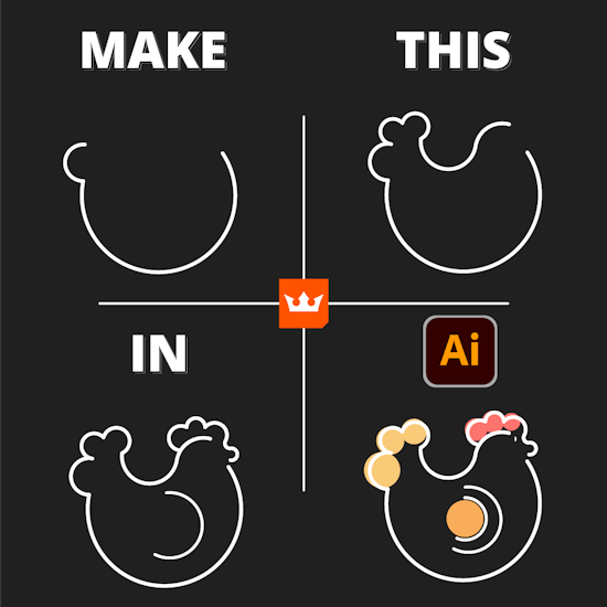 Make this chicken icon with just 2 tools in Illustrator