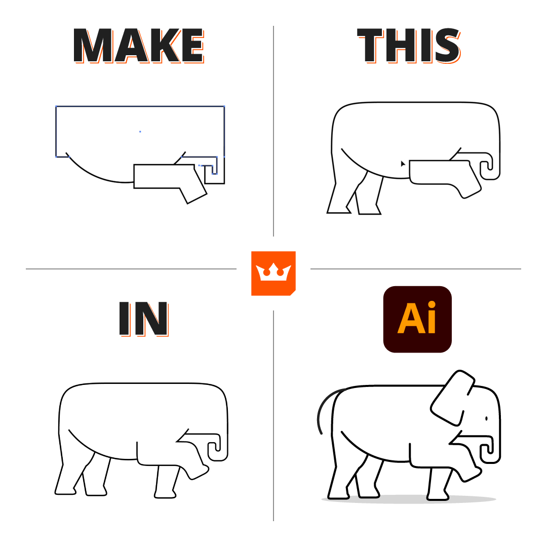 How to make an elephant icon in Adobe Illustrator