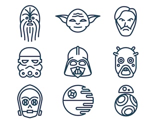How to create Star Wars icons in a line art style