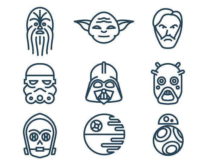 How to create Star Wars icons in a line art style