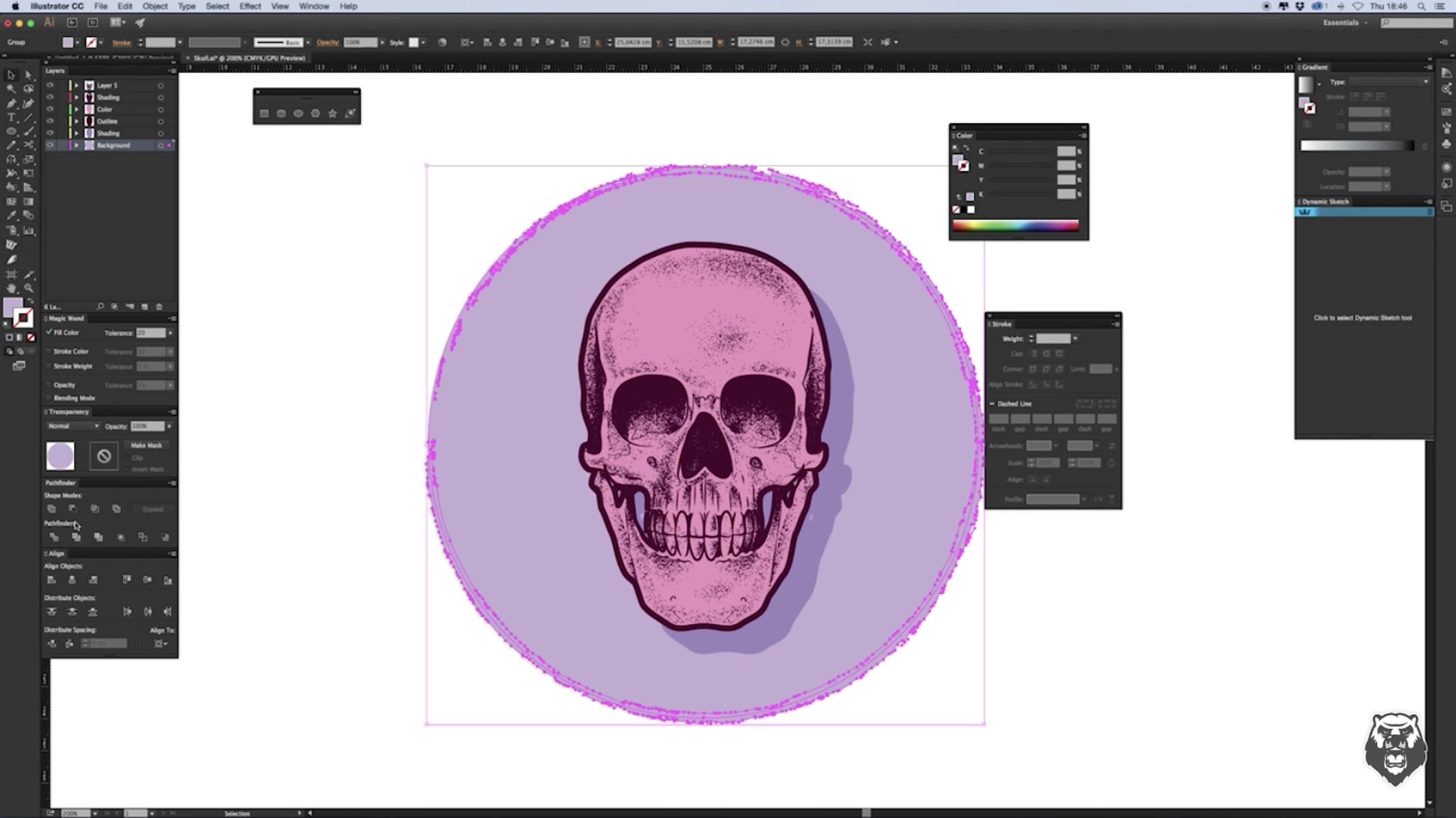 How to create a skull in Adobe Illustrator with DynamicSketch by Musketon