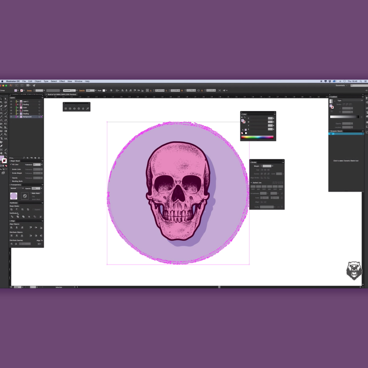 How to create a skull in Adobe Illustrator with DynamicSketch by Musketon