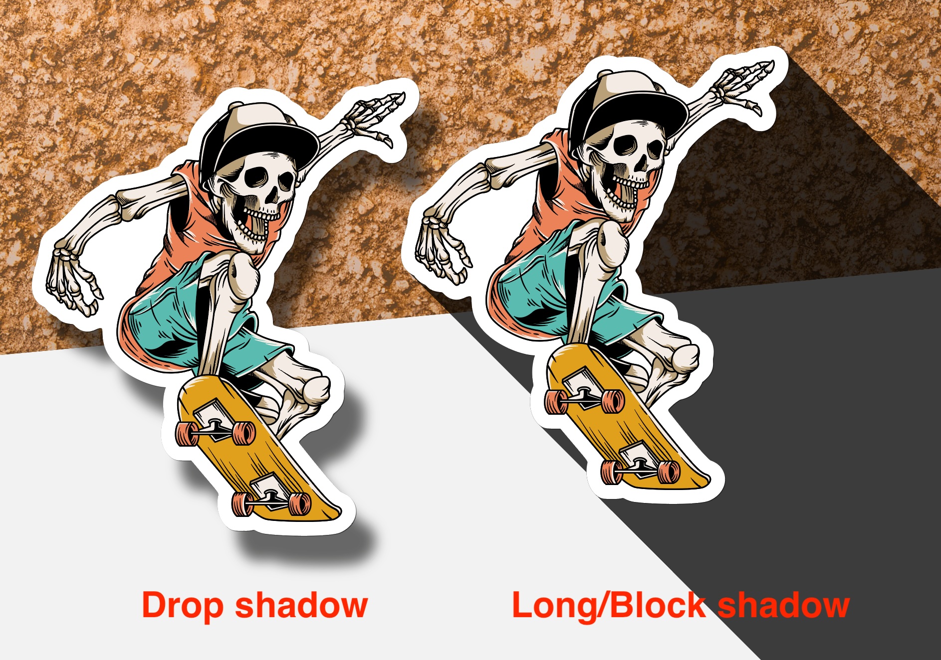 Difference between drop and long block shadow